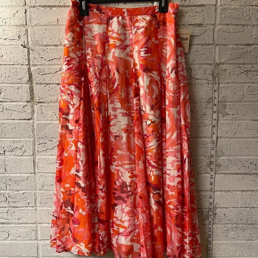 Coldwater Creek Floral Orange Skirt Small NWT